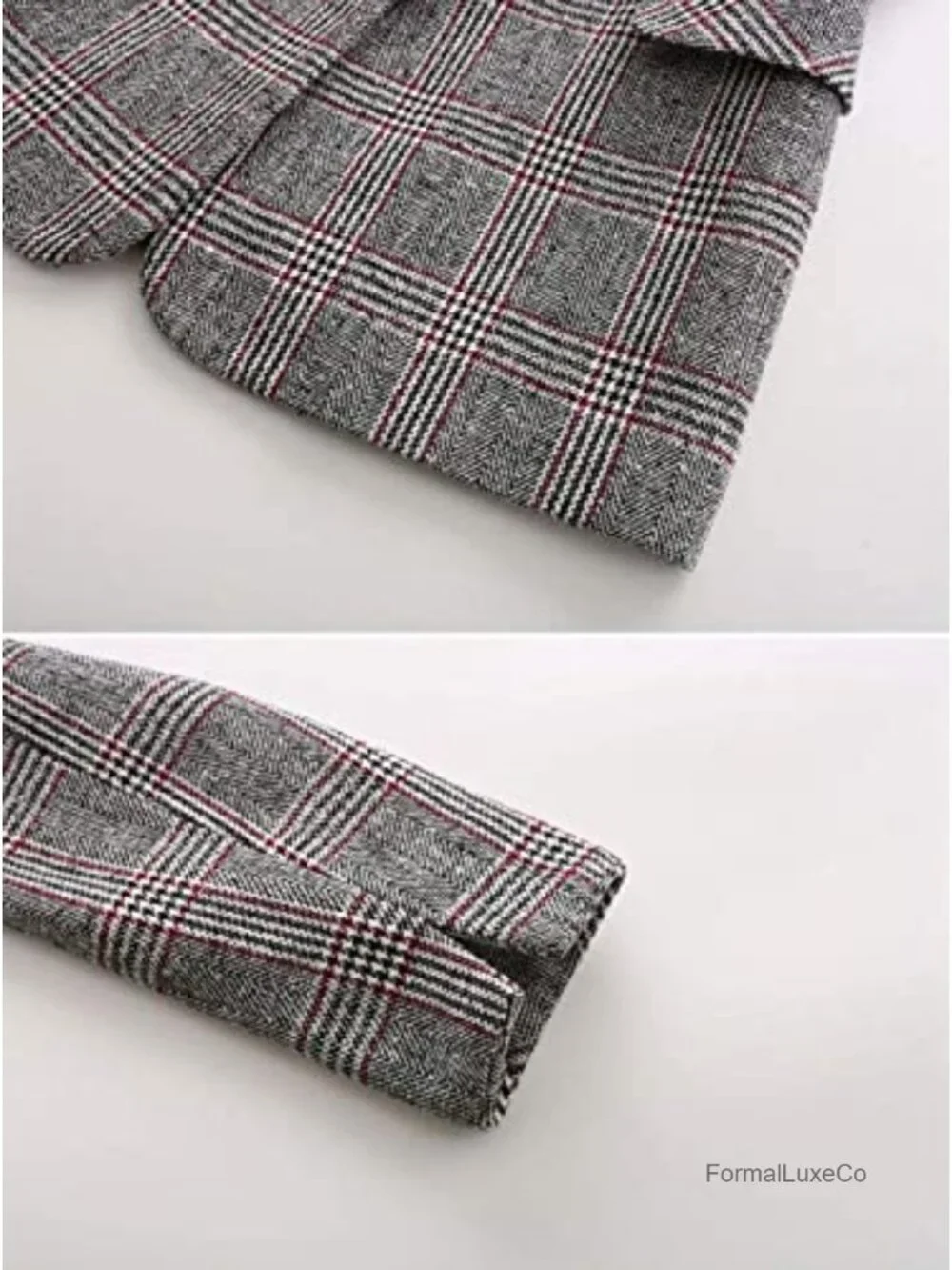Notch Lapel 2 Button Boyfriend Blazer Suit Houndstooth Plaid Jacket Coat